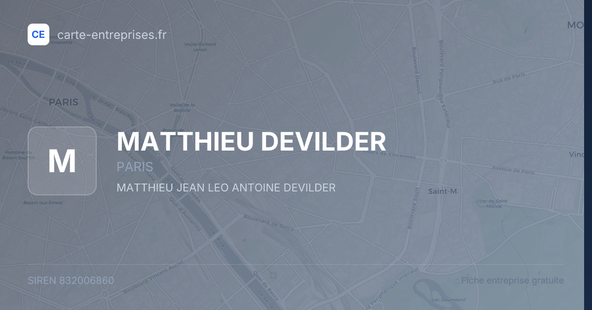 MATTHIEU DEVILDER — 832006860 — fiche entreprise