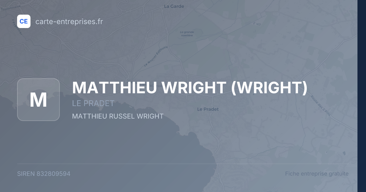 MATTHIEU WRIGHT (WRIGHT) — 832809594 — fiche entreprise