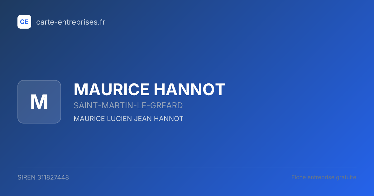 MAURICE HANNOT — 311827448 — fiche entreprise