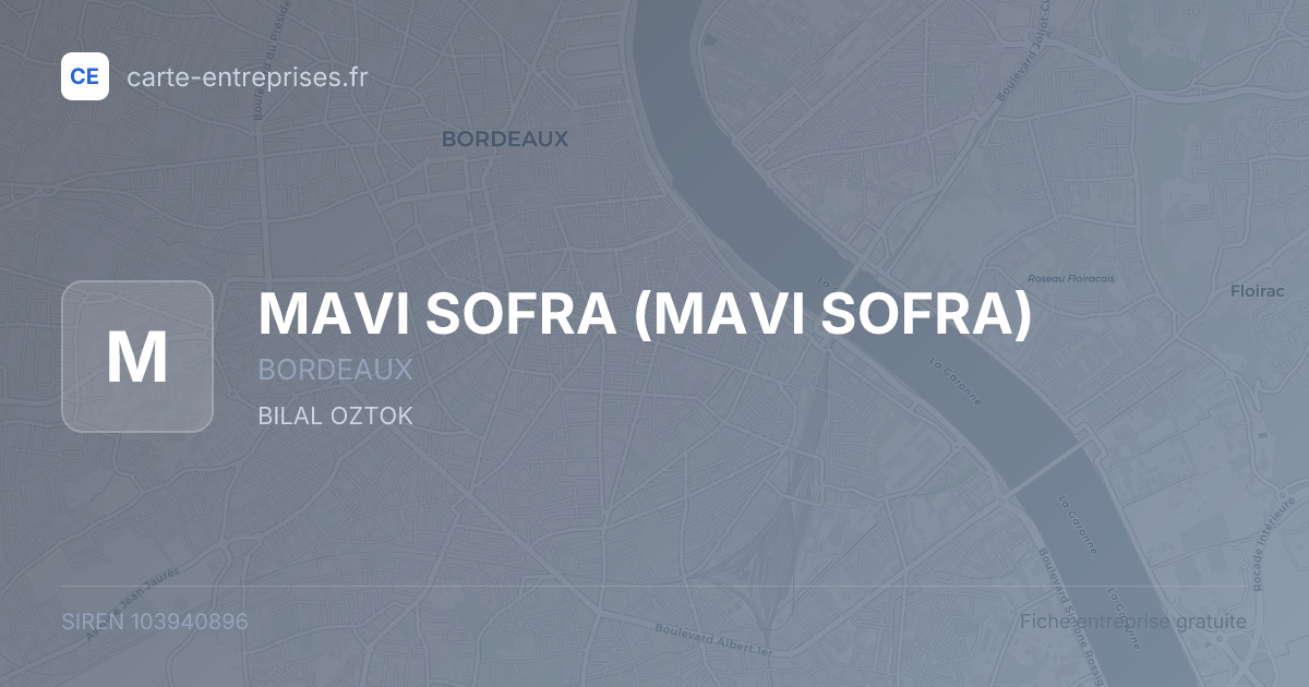 MAVI SOFRA — 103940896 — fiche entreprise