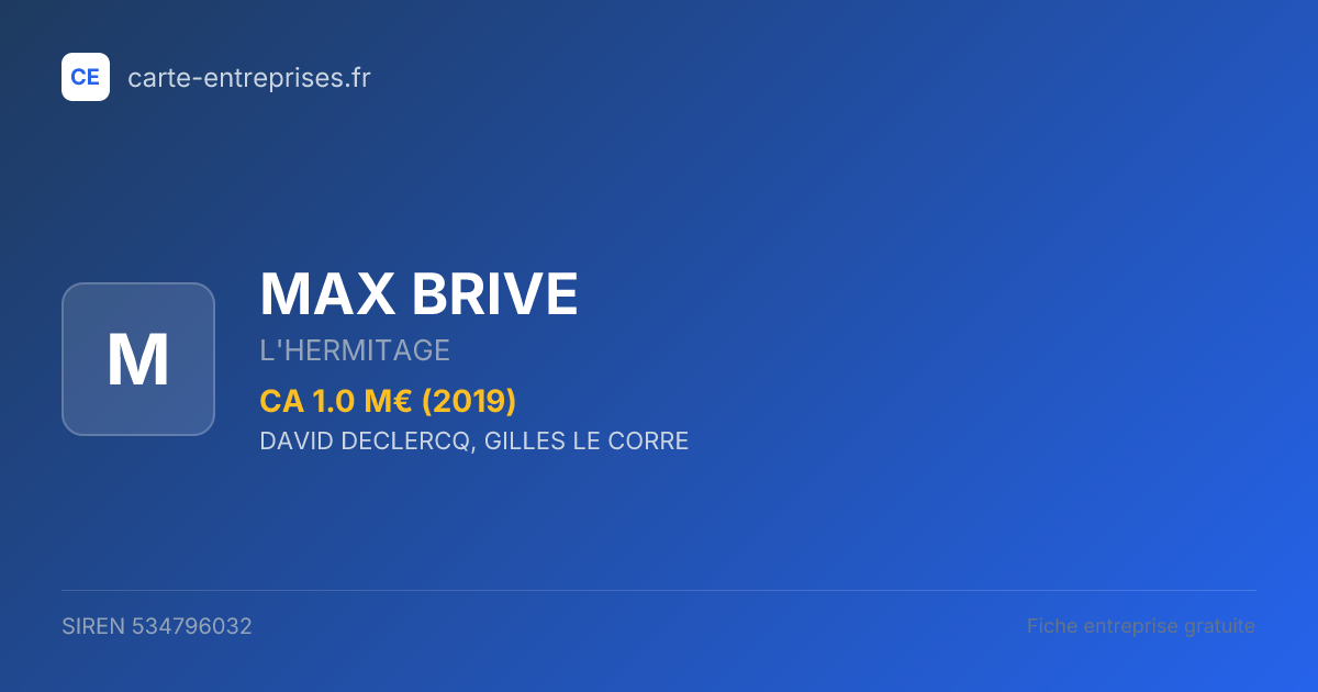 MAX BRIVE — 534796032 — fiche entreprise