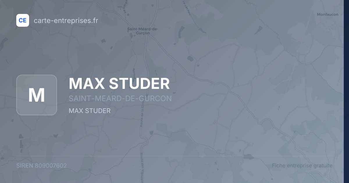 MAX STUDER — 809007602 — fiche entreprise