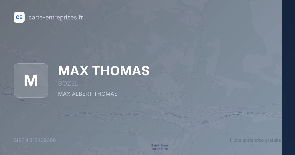 MAX THOMAS — 313439366 — fiche entreprise