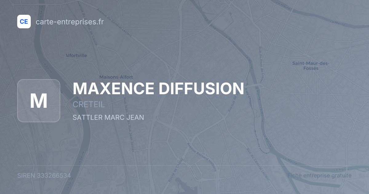 MAXENCE DIFFUSION — 333266534 — fiche entreprise