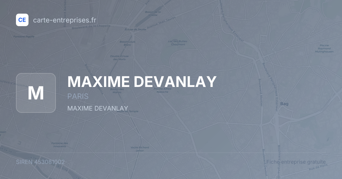MAXIME DEVANLAY — 453081002 — fiche entreprise