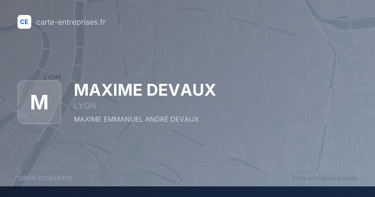 MAXIME DEVAUX — 930828405 — fiche entreprise