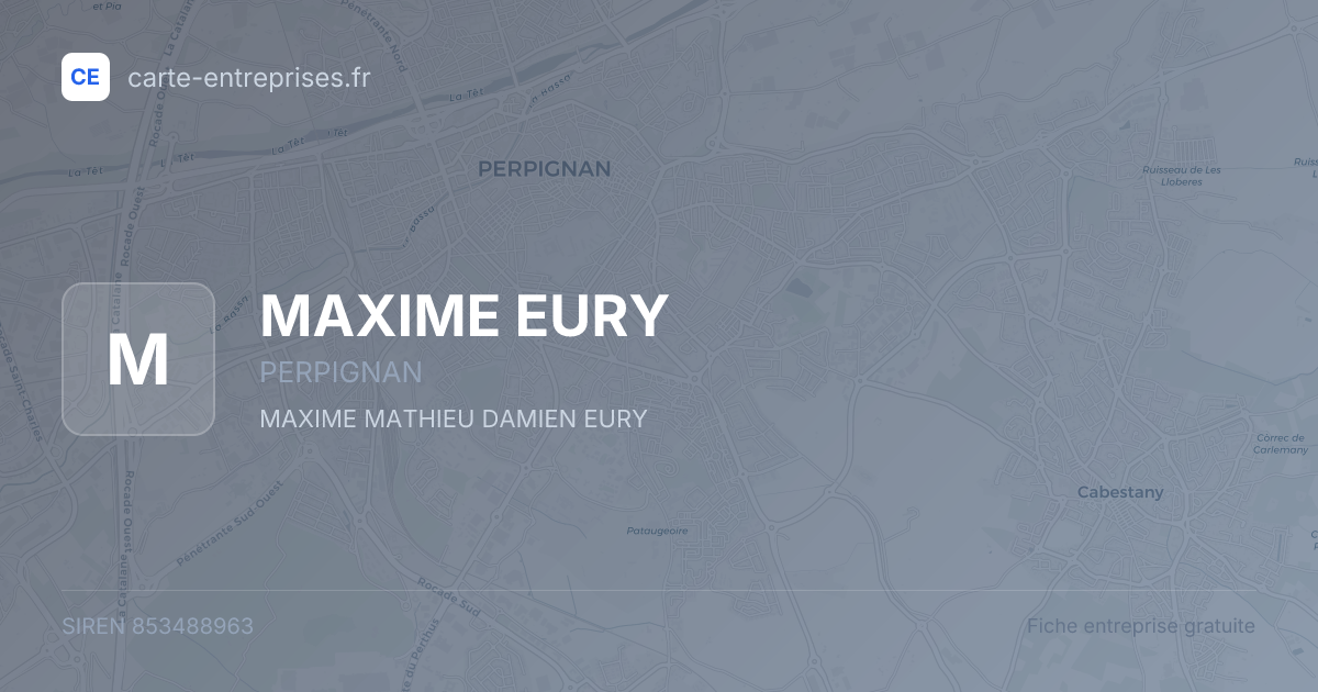 MAXIME EURY — 853488963 — fiche entreprise