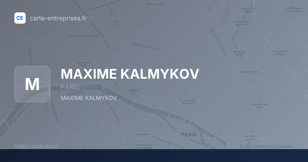 MAXIME KALMYKOV — 104645437 — fiche entreprise
