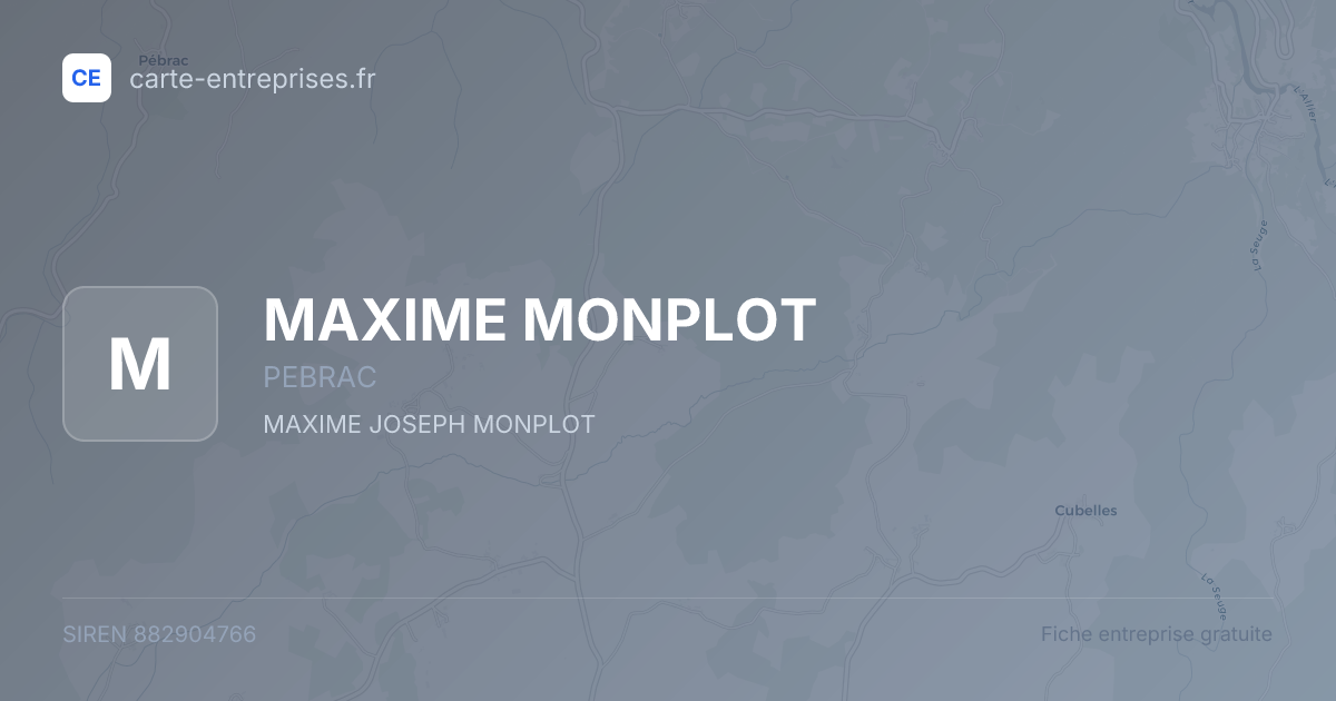 MAXIME MONPLOT — 882904766 — fiche entreprise