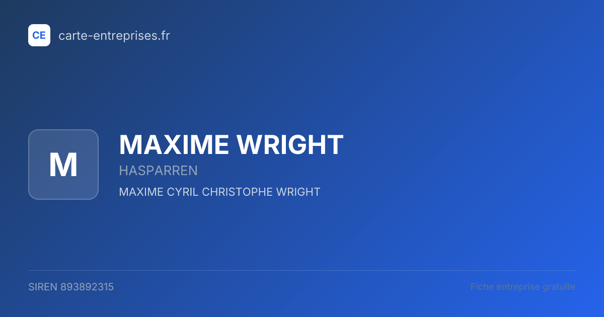 MAXIME WRIGHT — 893892315 — fiche entreprise