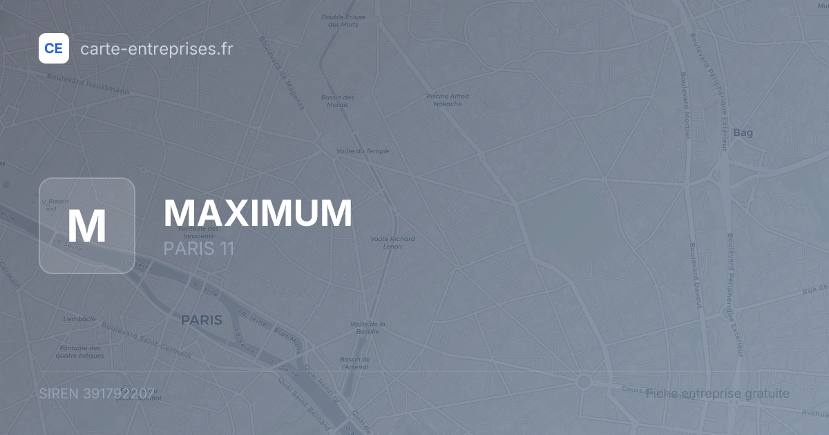 MAXIMUM — 391792207 — fiche entreprise