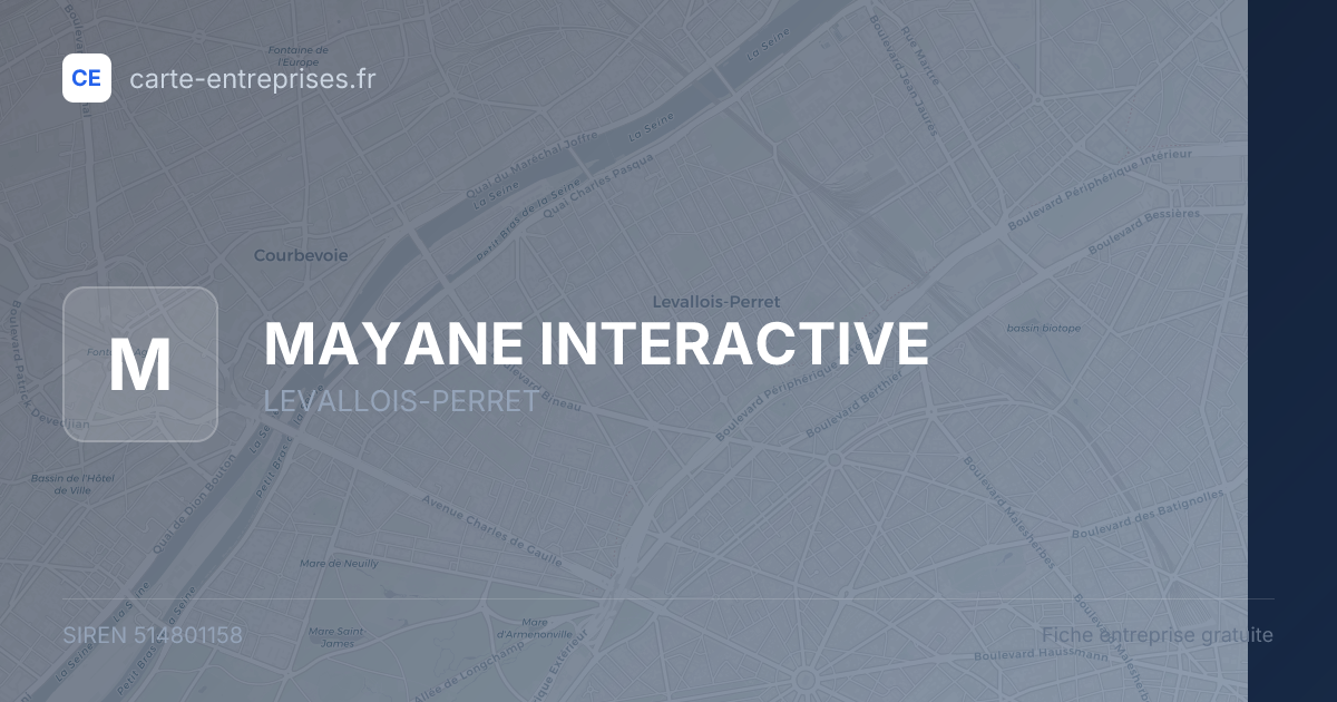 MAYANE INTERACTIVE — 514801158 — fiche entreprise