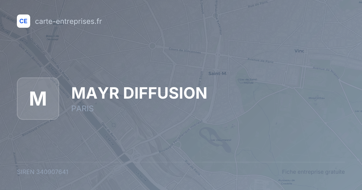 MAYR DIFFUSION — 340907641 — fiche entreprise