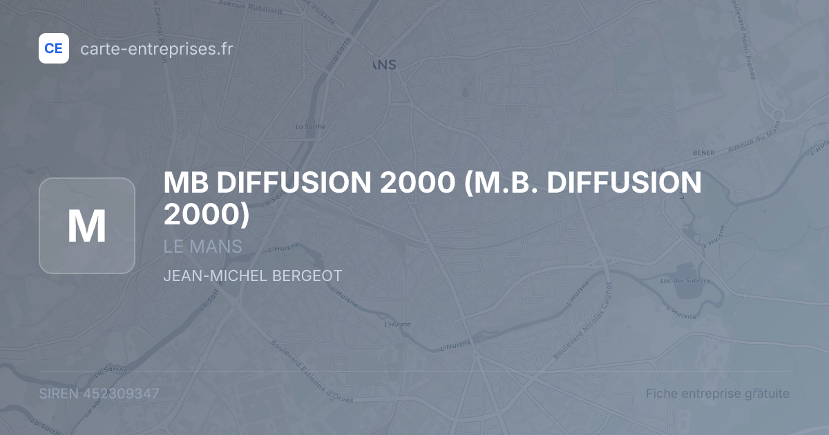 MB DIFFUSION 2000 (M.B. DIFFUSION 2000) — 452309347 — fiche entreprise