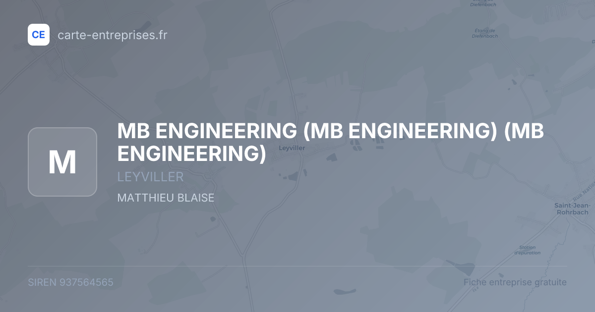 MB ENGINEERING (MB ENGINEERING) (MB ENGINEERING) — 937564565 — fiche entreprise