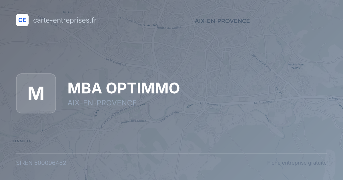 MBA OPTIMMO — 500096482 — fiche entreprise