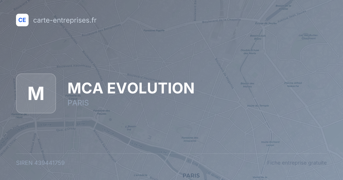 MCA EVOLUTION — 439441759 — fiche entreprise
