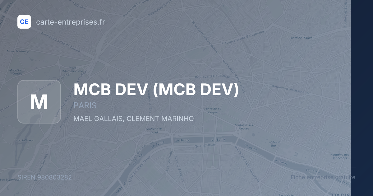 MCB DEV — 980803282 — fiche entreprise