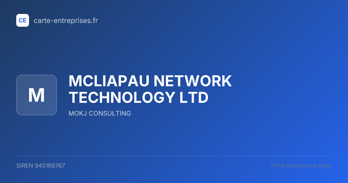 MCLIAPAU NETWORK TECHNOLOGY LTD — 945166767 — fiche entreprise