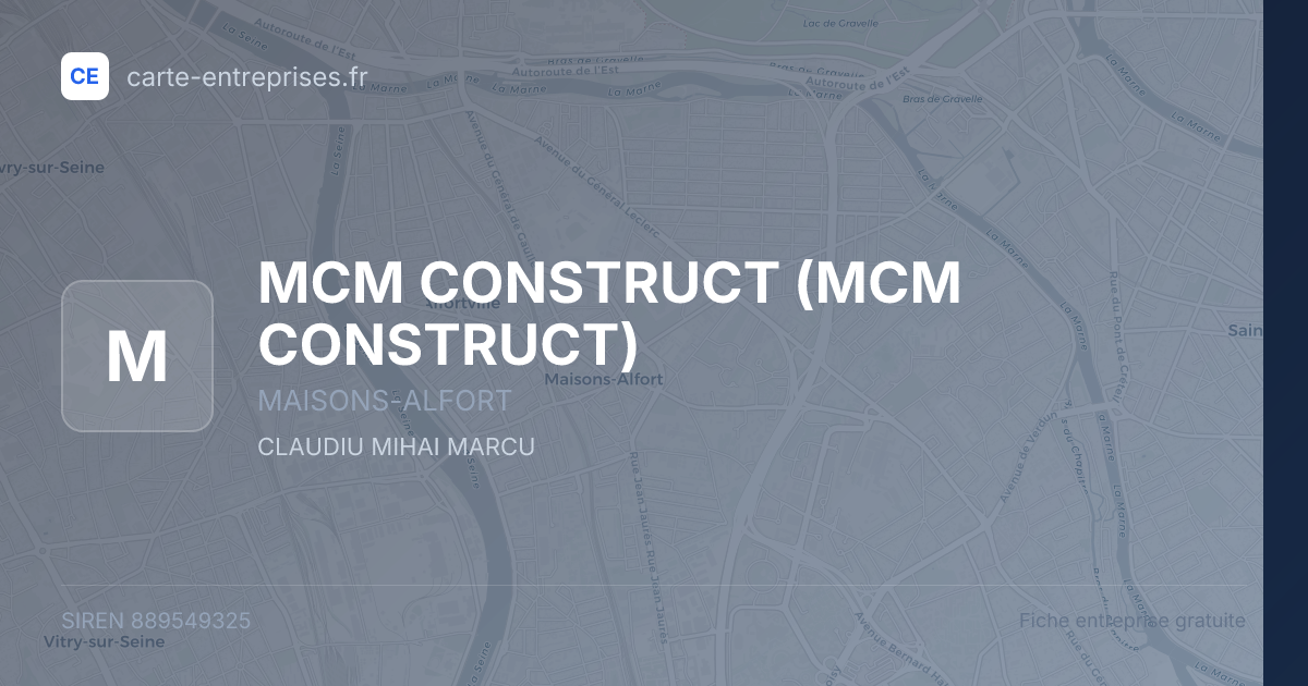 MCM CONSTRUCT — 889549325 — fiche entreprise
