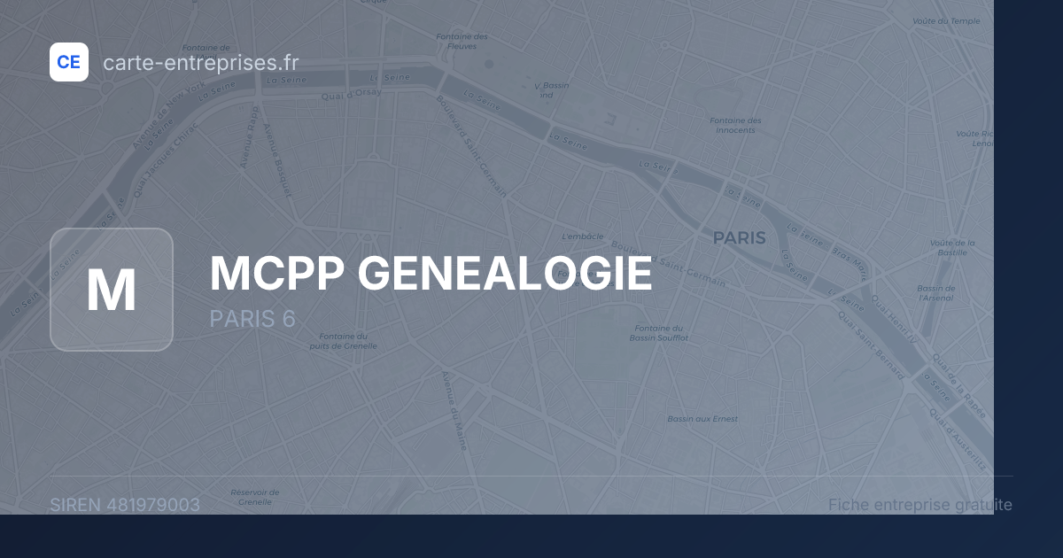 MCPP GENEALOGIE — 481979003 — fiche entreprise