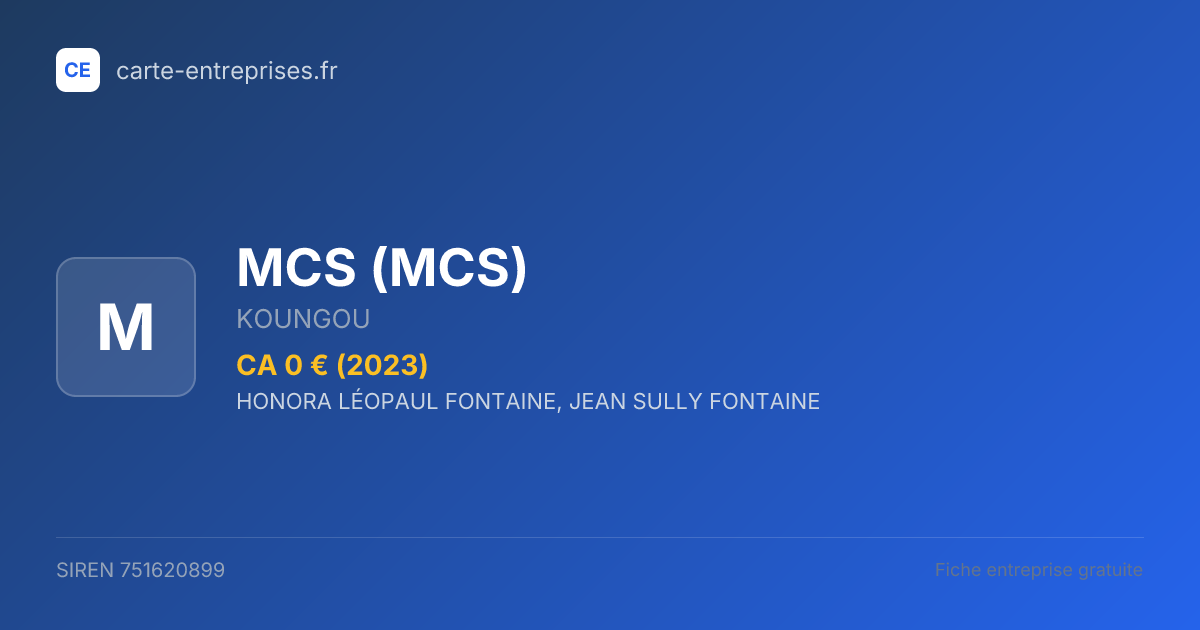 MCS — 751620899 — fiche entreprise