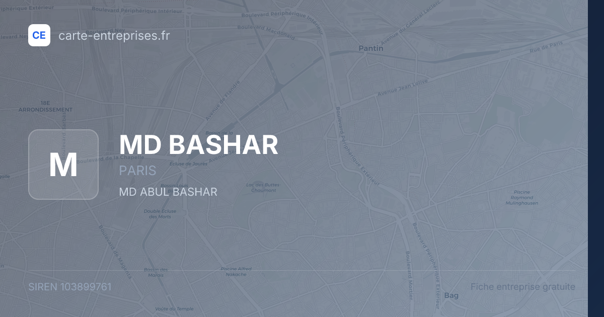 MD BASHAR — 103899761 — fiche entreprise