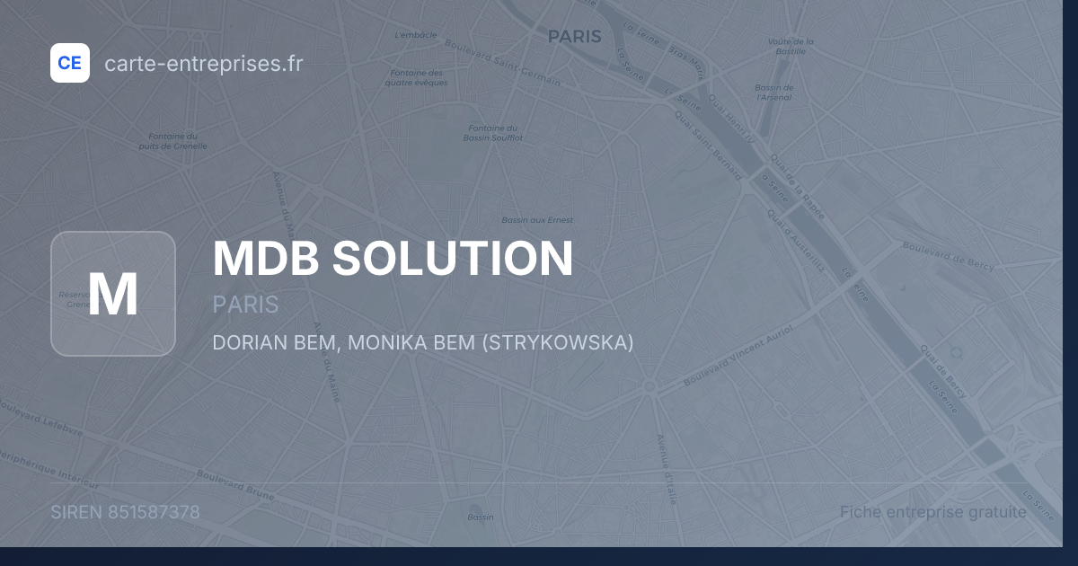 MDB SOLUTION — 851587378 — fiche entreprise