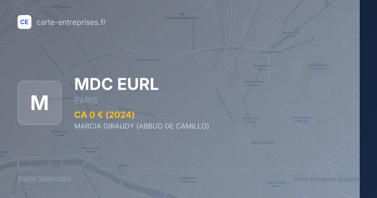 MDC EURL — 399012855 — fiche entreprise