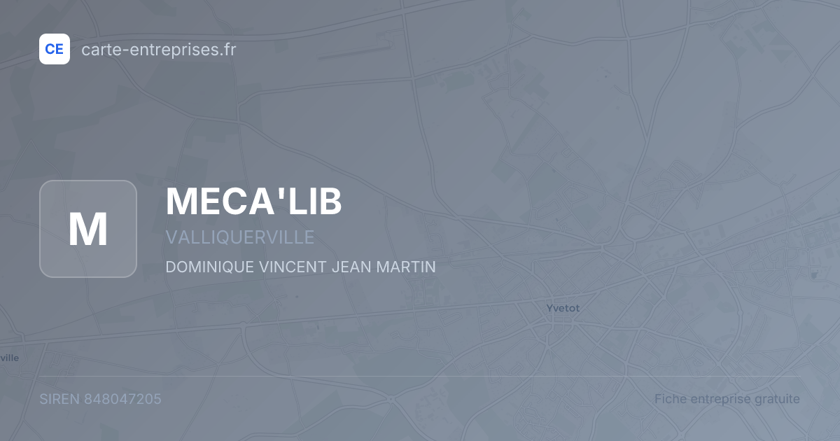 MECA'LIB — 848047205 — fiche entreprise