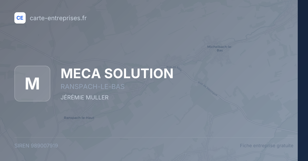 MECA SOLUTION — 989007919 — fiche entreprise