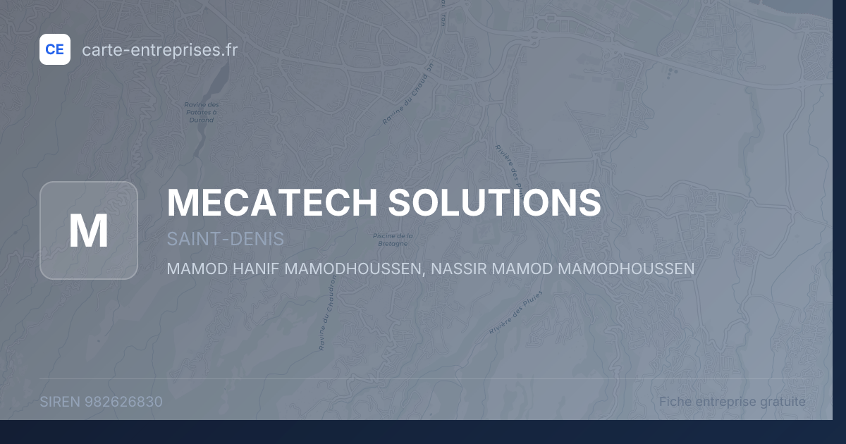 MECATECH SOLUTIONS — 982626830 — fiche entreprise