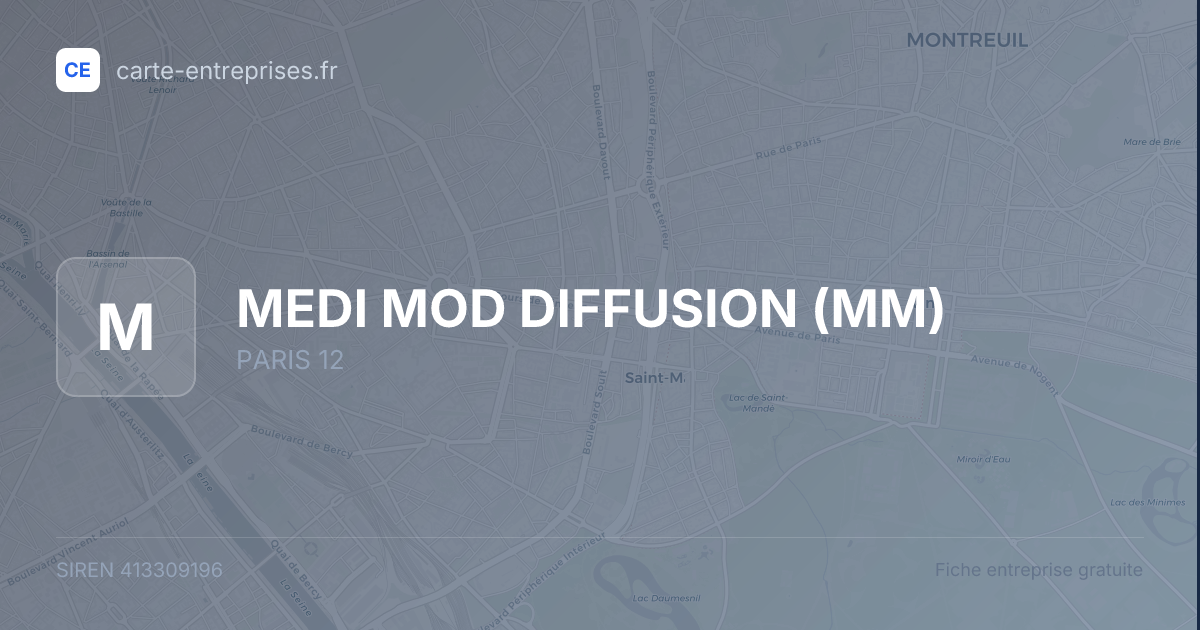 MEDI MOD DIFFUSION (MM) — 413309196 — fiche entreprise