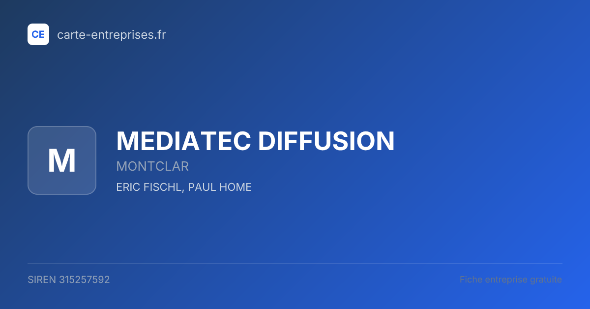 MEDIATEC DIFFUSION — 315257592 — fiche entreprise