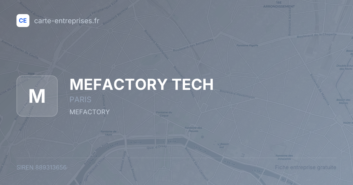 MEFACTORY TECH — 889313656 — fiche entreprise