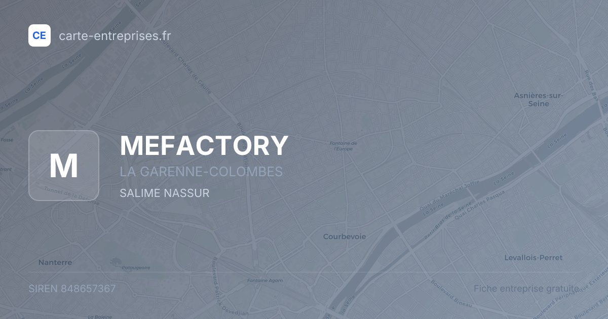 MEFACTORY — 848657367 — fiche entreprise