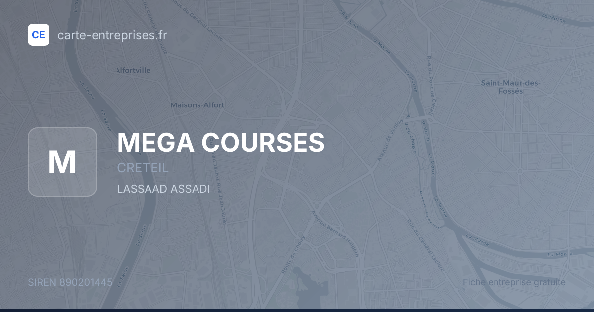 MEGA COURSES — 890201445 — fiche entreprise