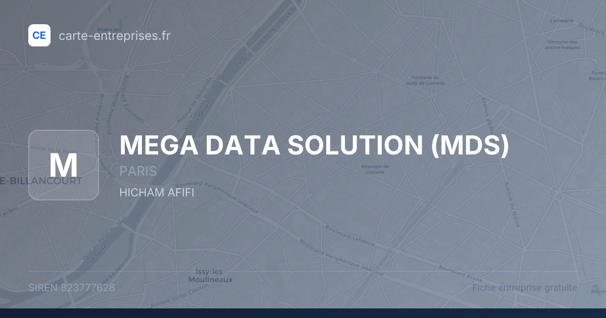 MEGA DATA SOLUTION (MDS) — 823777628 — fiche entreprise