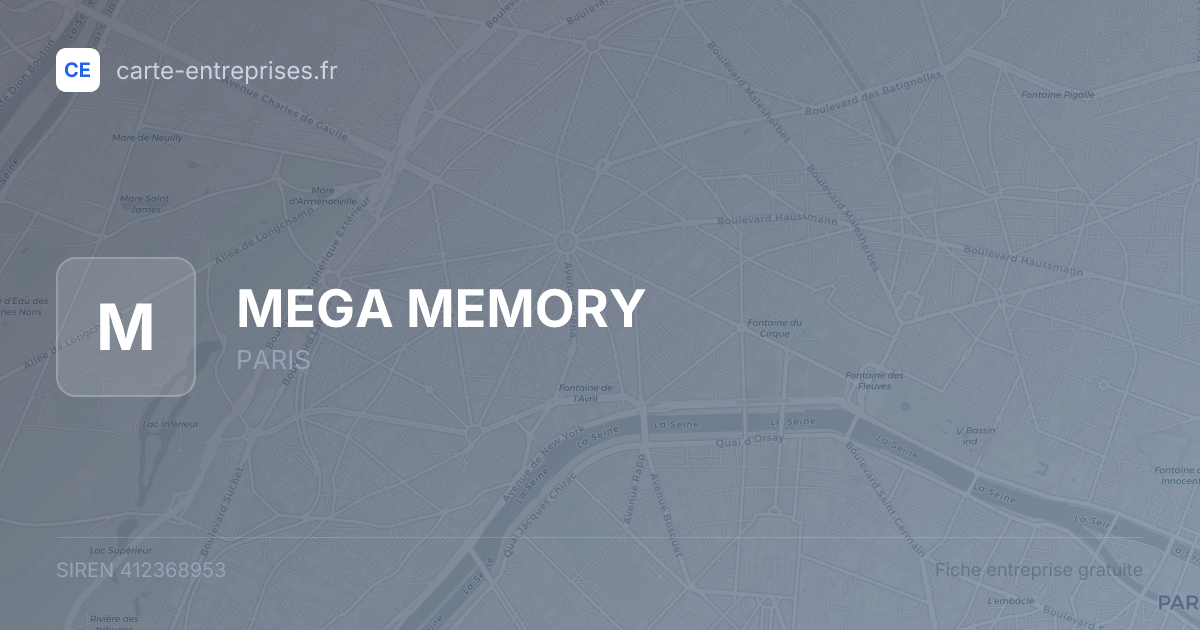 MEGA MEMORY — 412368953 — fiche entreprise