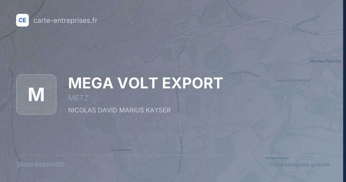 MEGA VOLT EXPORT — 944911460 — fiche entreprise