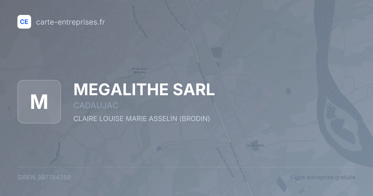 MEGALITHE SARL — 397764259 — fiche entreprise