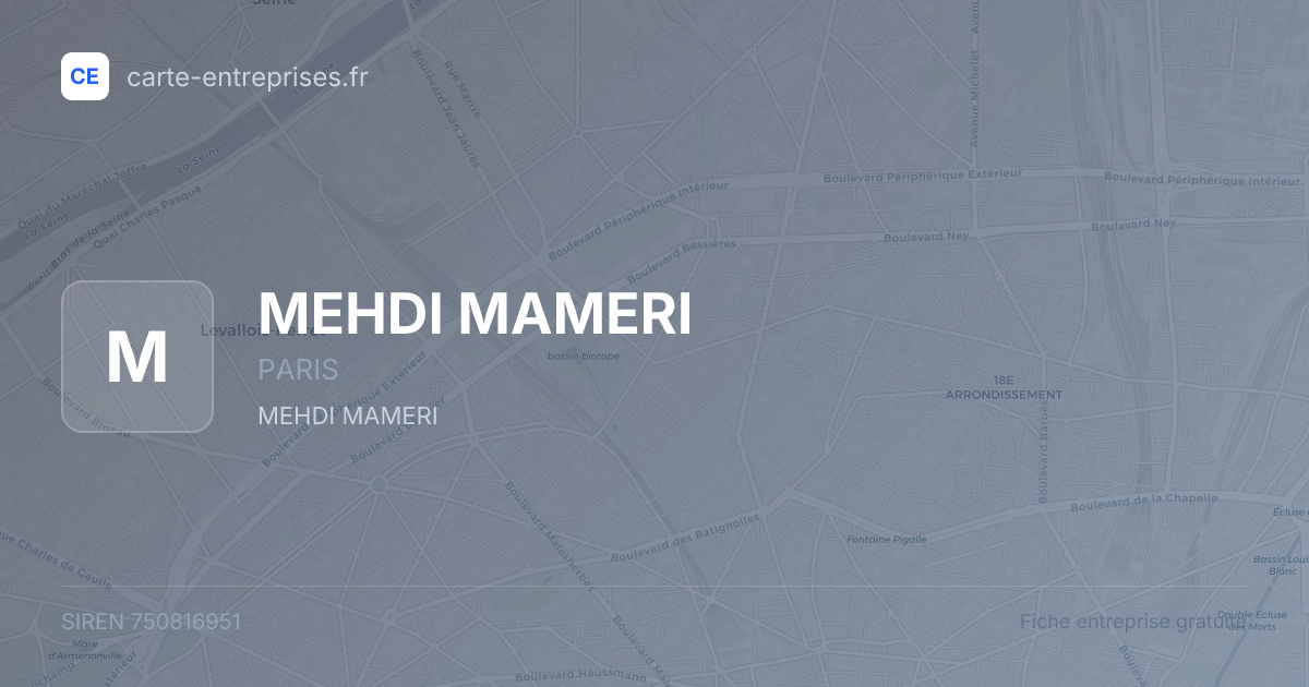 MEHDI MAMERI — 750816951 — fiche entreprise