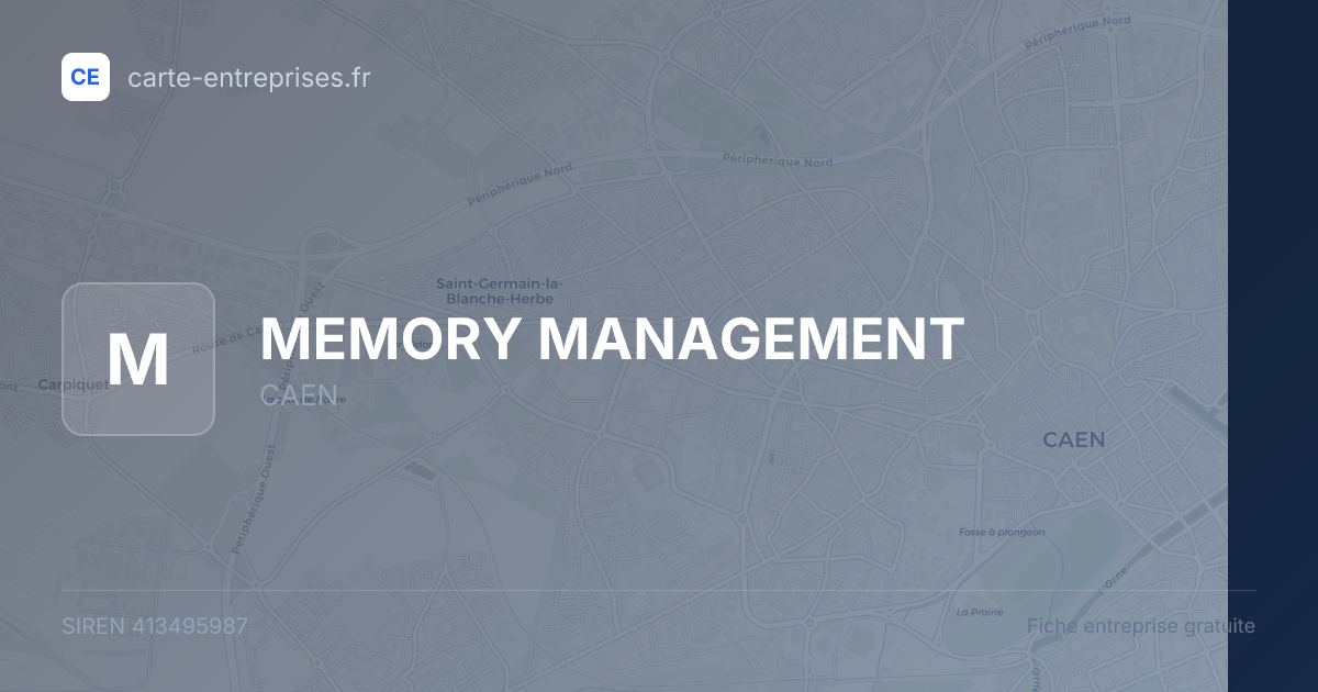 MEMORY MANAGEMENT — 413495987 — fiche entreprise