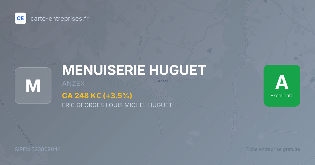 MENUISERIE HUGUET — 523809044 — fiche entreprise