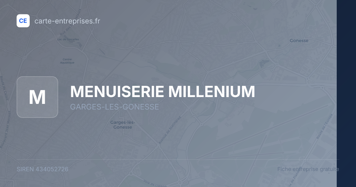 MENUISERIE MILLENIUM — 434052726 — fiche entreprise