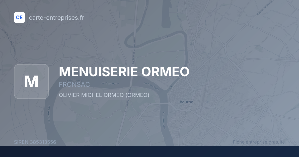 MENUISERIE ORMEO — 385313556 — fiche entreprise