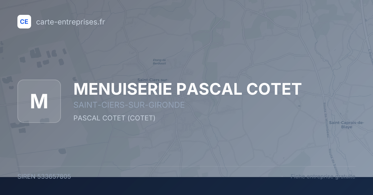 MENUISERIE PASCAL COTET — 533657805 — fiche entreprise
