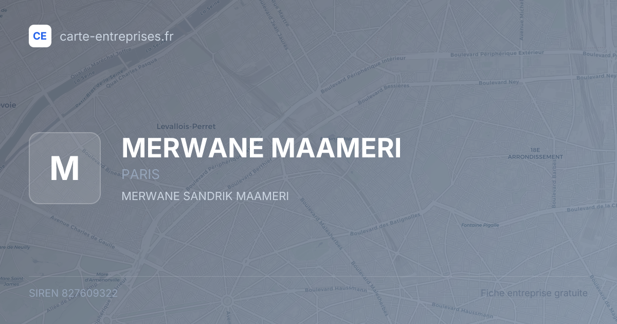 MERWANE MAAMERI — 827609322 — fiche entreprise