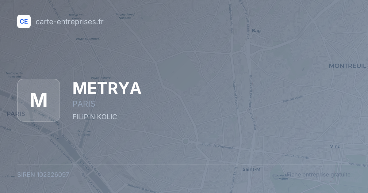 METRYA — 102326097 — fiche entreprise