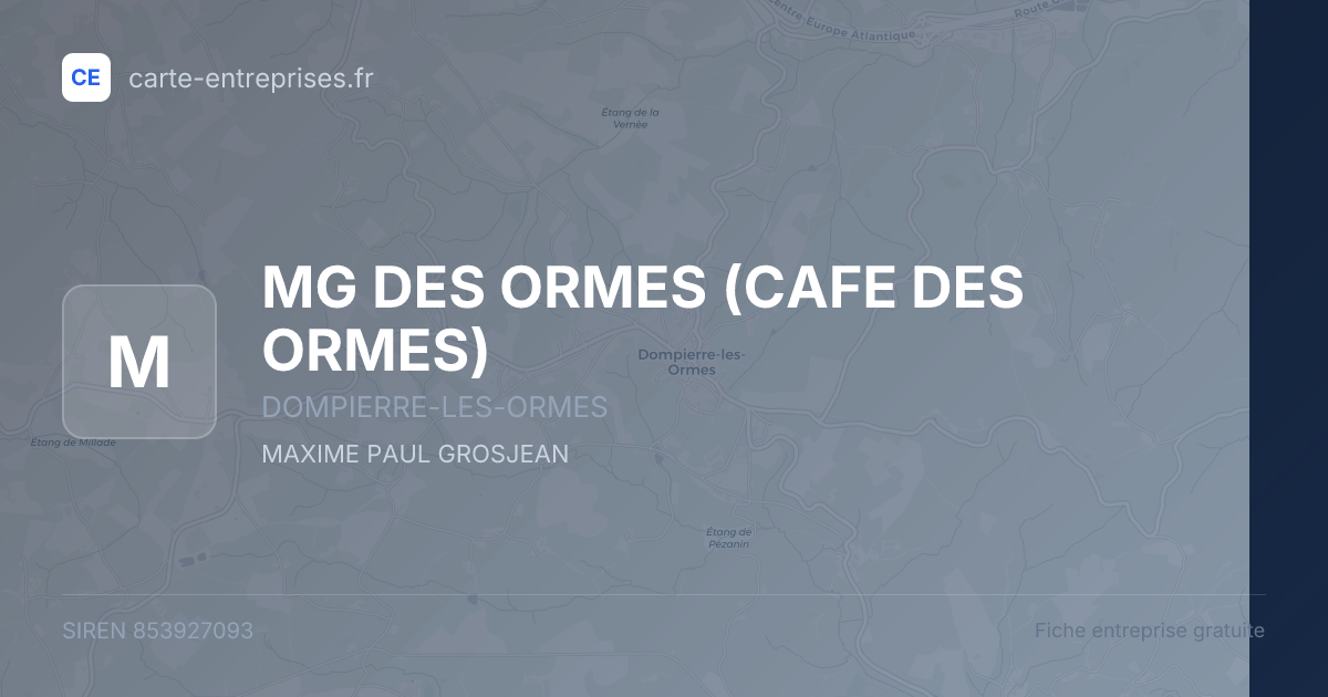 MG DES ORMES (CAFE DES ORMES) — 853927093 — fiche entreprise